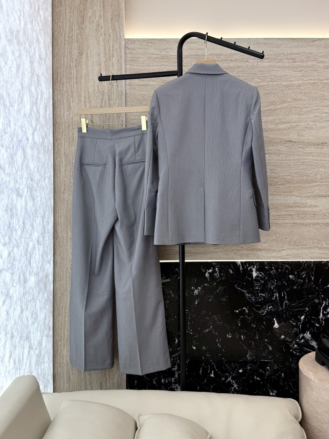 XZ092#新款套装💕Chloe 超级大爆款 西装料长袖外套➕长裤 套装 灰色 SMLXL