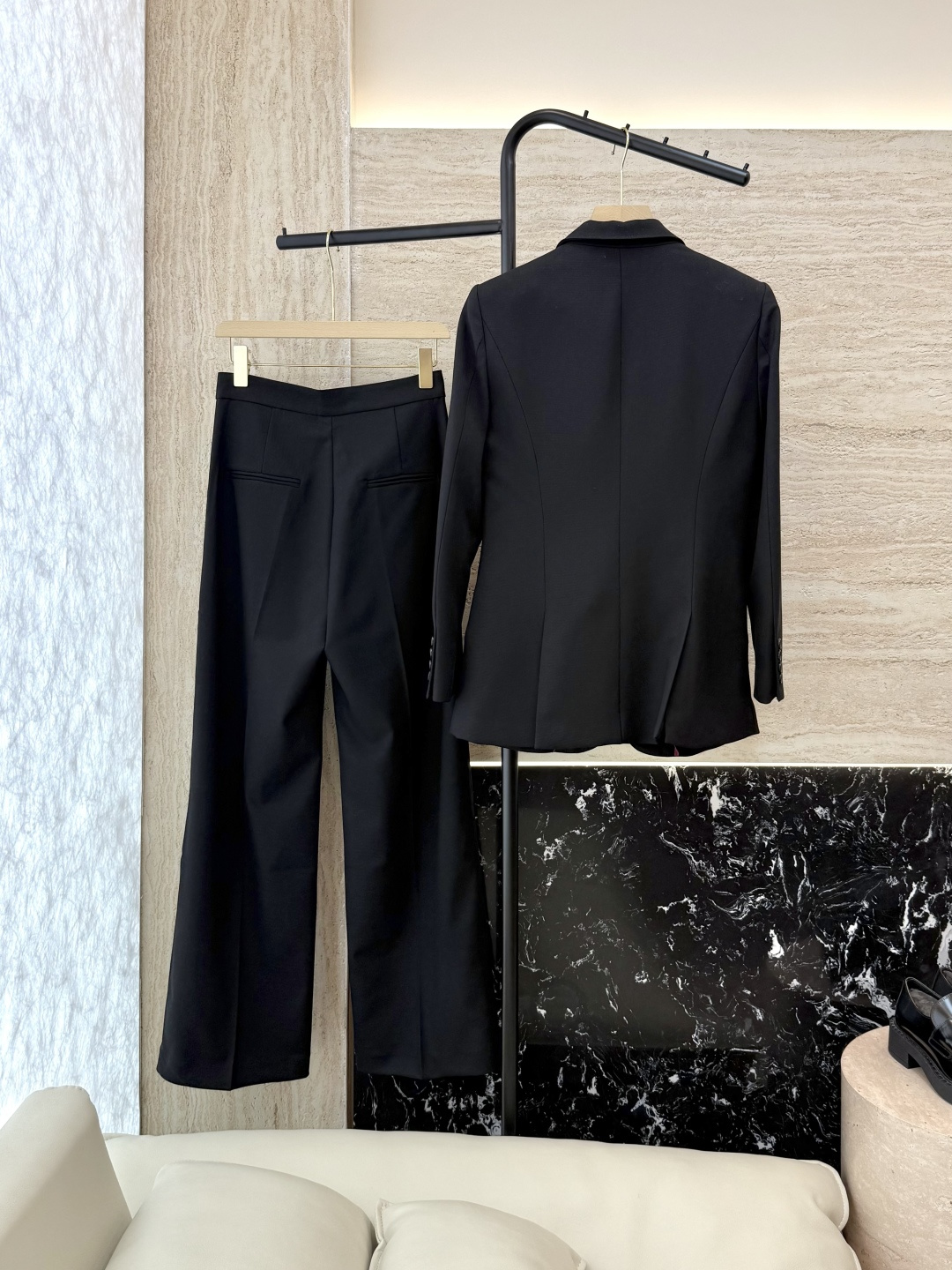 XZ098#新款套装🌾MQ 麦昆 经典爆款 50% 羊毛 西装外套➕长裤套装 黑色 杏色 SMLXL