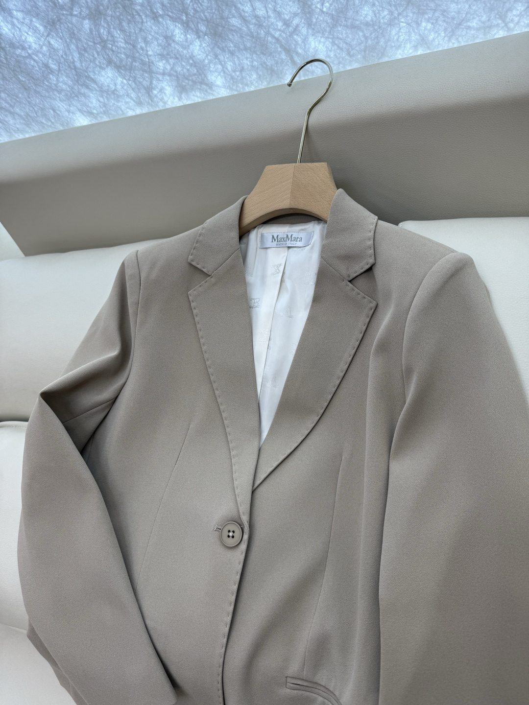 TF064#新款套装。Max mara 30%醋酸 长袖西装外套 ➕长裤 套装 沙色 36/38/40/