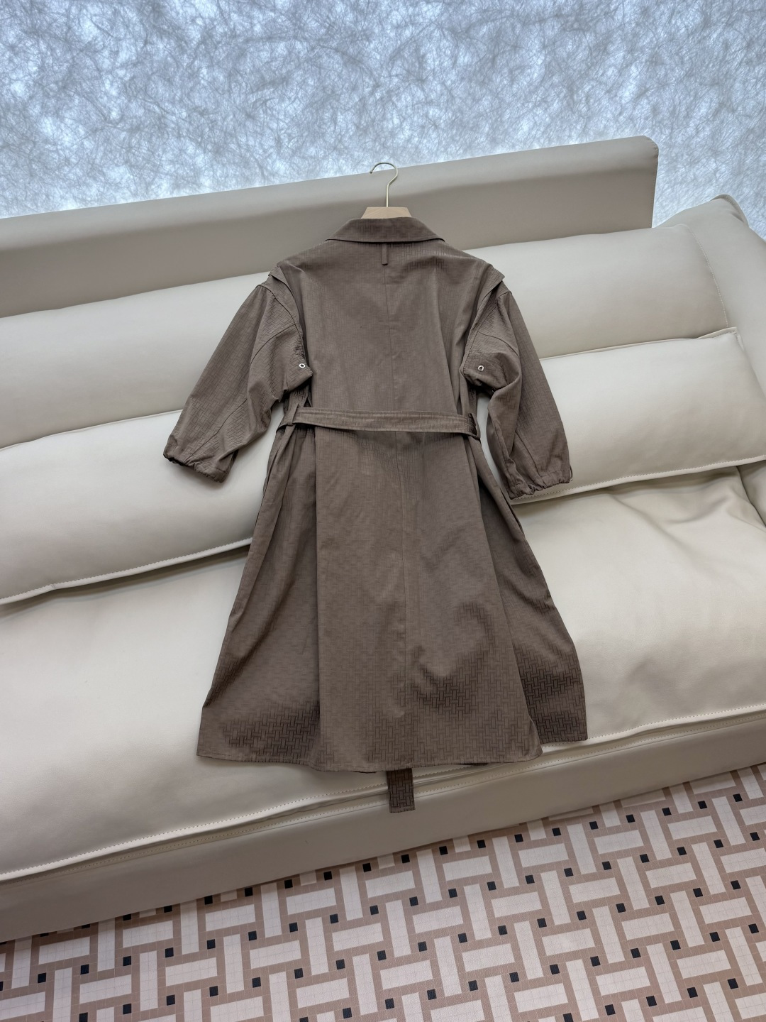 QGL022#新款连衣裙💕Hermes H家 爱马仕 H字母暗纹 七分袖宽松款连衣裙 黑色 燕麦咖色 白