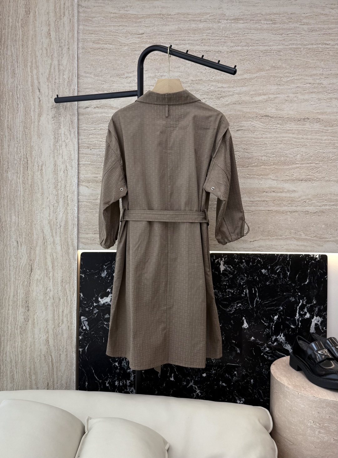 QGL022#新款连衣裙💕Hermes H家 爱马仕 H字母暗纹 七分袖宽松款连衣裙 黑色 燕麦咖色 白