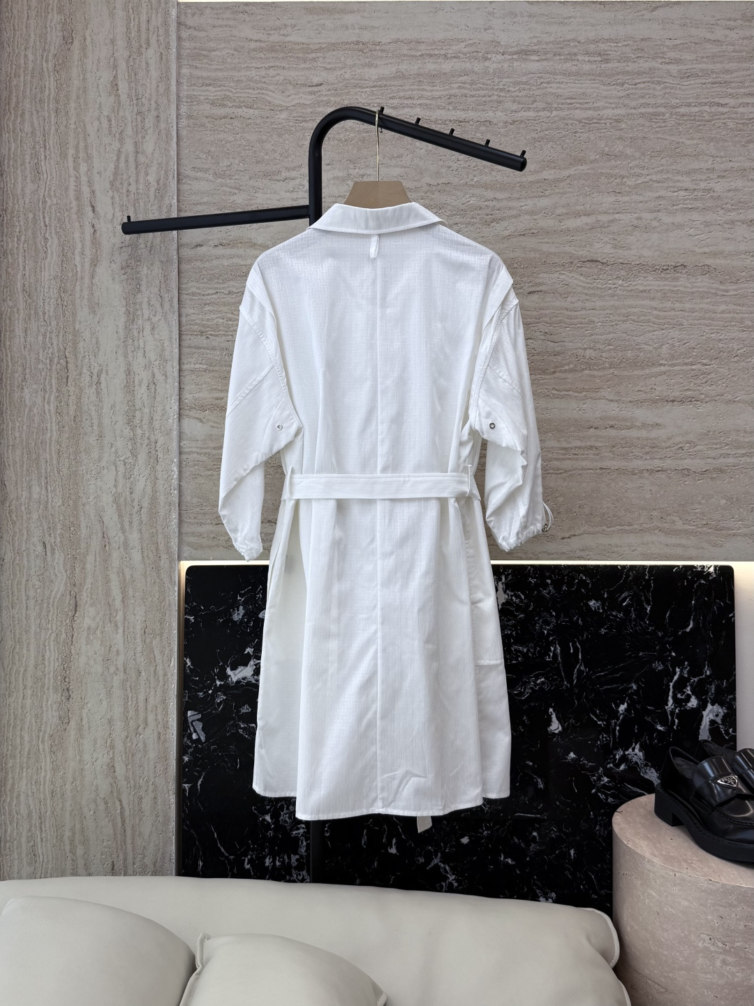 QGL022#新款连衣裙💕Hermes H家 爱马仕 H字母暗纹 七分袖宽松款连衣裙 黑色 燕麦咖色 白