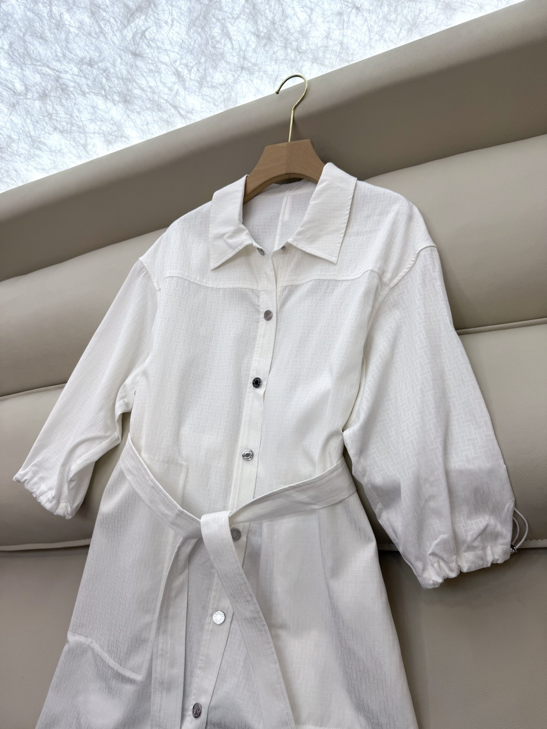 QGL022#新款连衣裙💕Hermes H家 爱马仕 H字母暗纹 七分袖宽松款连衣裙 黑色 燕麦咖色 白