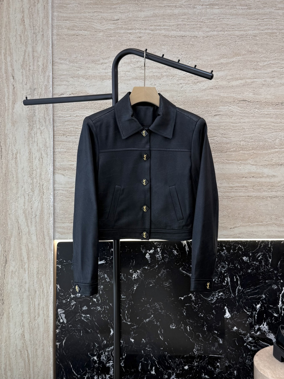 XZ0107#新款外套🌾YSL 100% 醋酸 提花 长袖外套 黑色 白色SMLXL