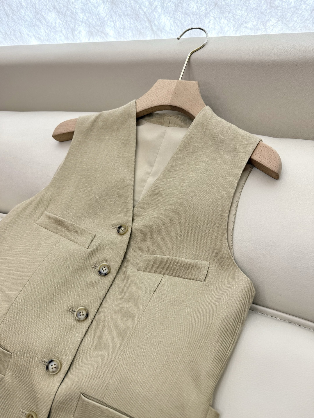 XZ0120#新款套装🌾劳夫劳伦 超级大爆款 30% 亚麻 70% 天丝 马甲➕长裤 套装 杏色 SML