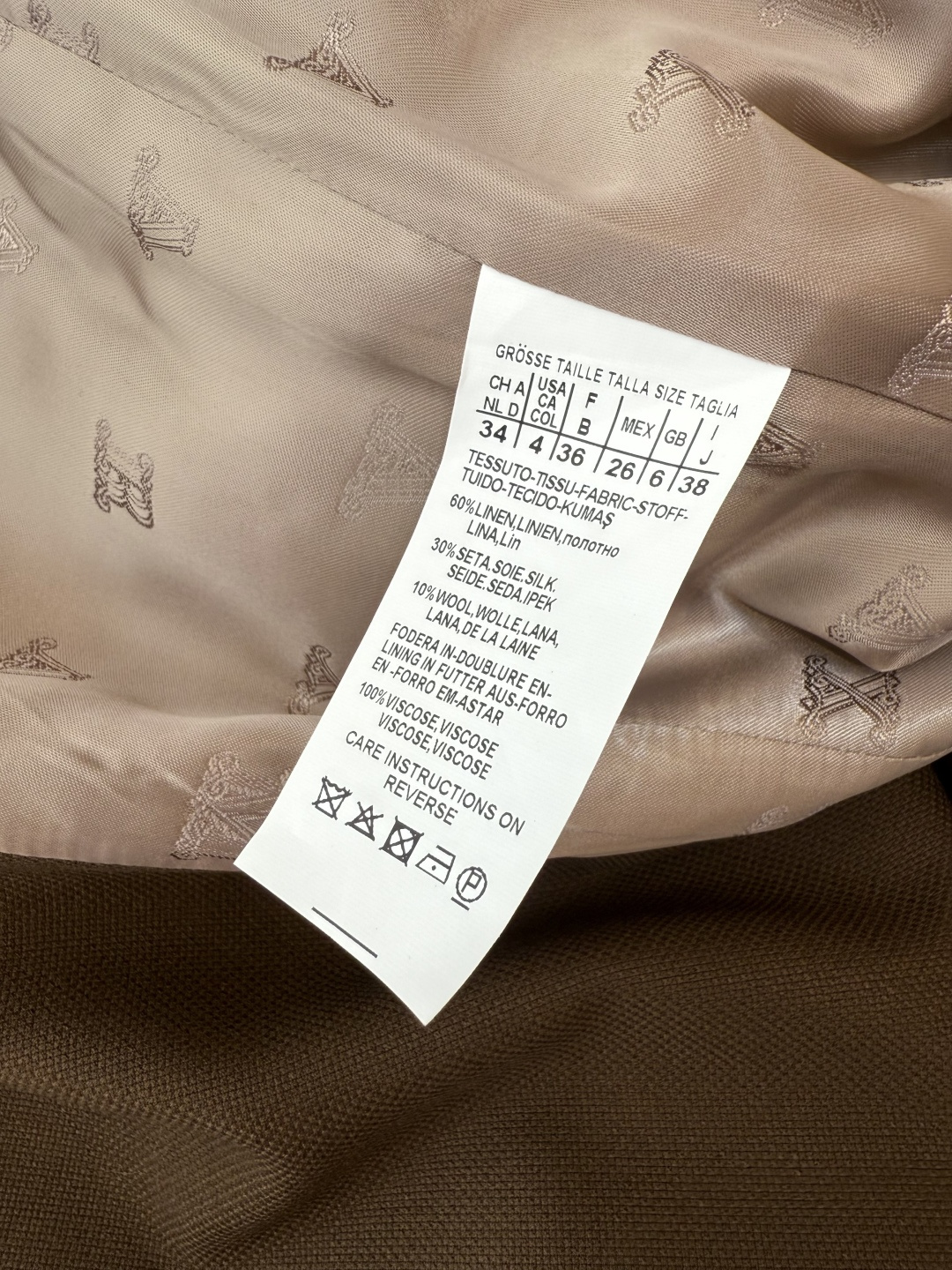 TF074#新款套装🌾Max mara 60%麻 长袖西装外套 ➕长裤 套装 咖色 36/38/40/4