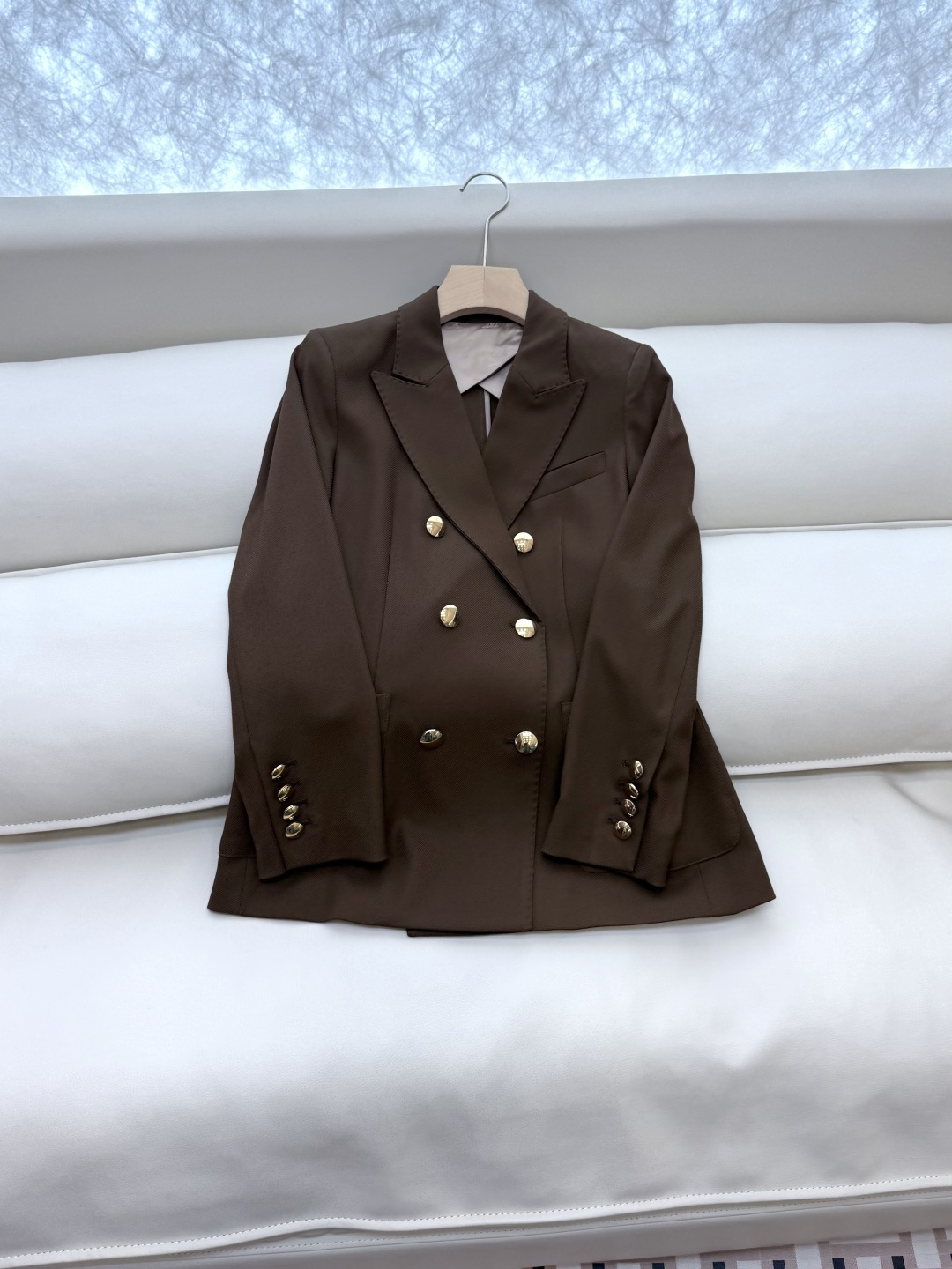 TF074#新款套装🌾Max mara 60%麻 长袖西装外套 ➕长裤 套装 咖色 36/38/40/4