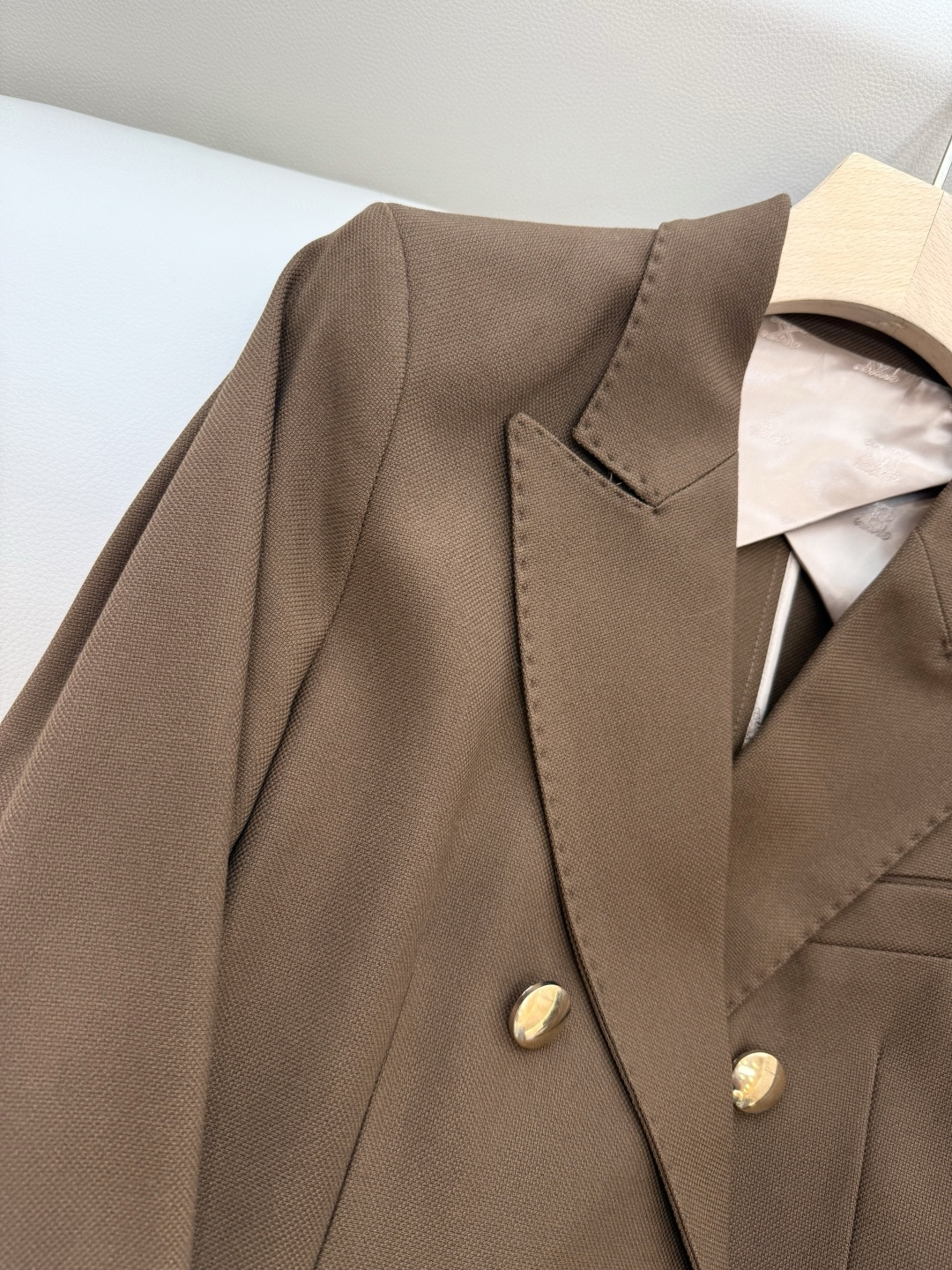 TF074#新款套装🌾Max mara 60%麻 长袖西装外套 ➕长裤 套装 咖色 36/38/40/4