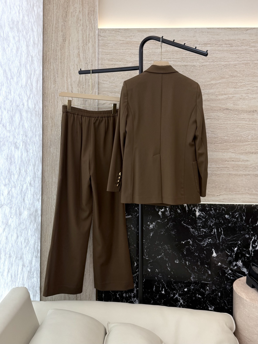 TF074#新款套装🌾Max mara 60%麻 长袖西装外套 ➕长裤 套装 咖色 36/38/40/4