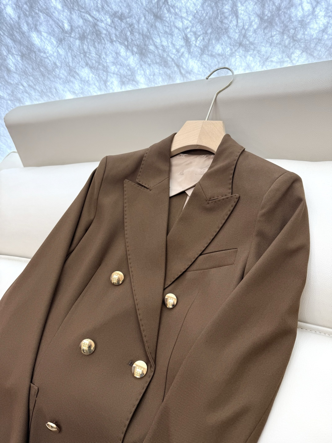 TF074#新款套装🌾Max mara 60%麻 长袖西装外套 ➕长裤 套装 咖色 36/38/40/4