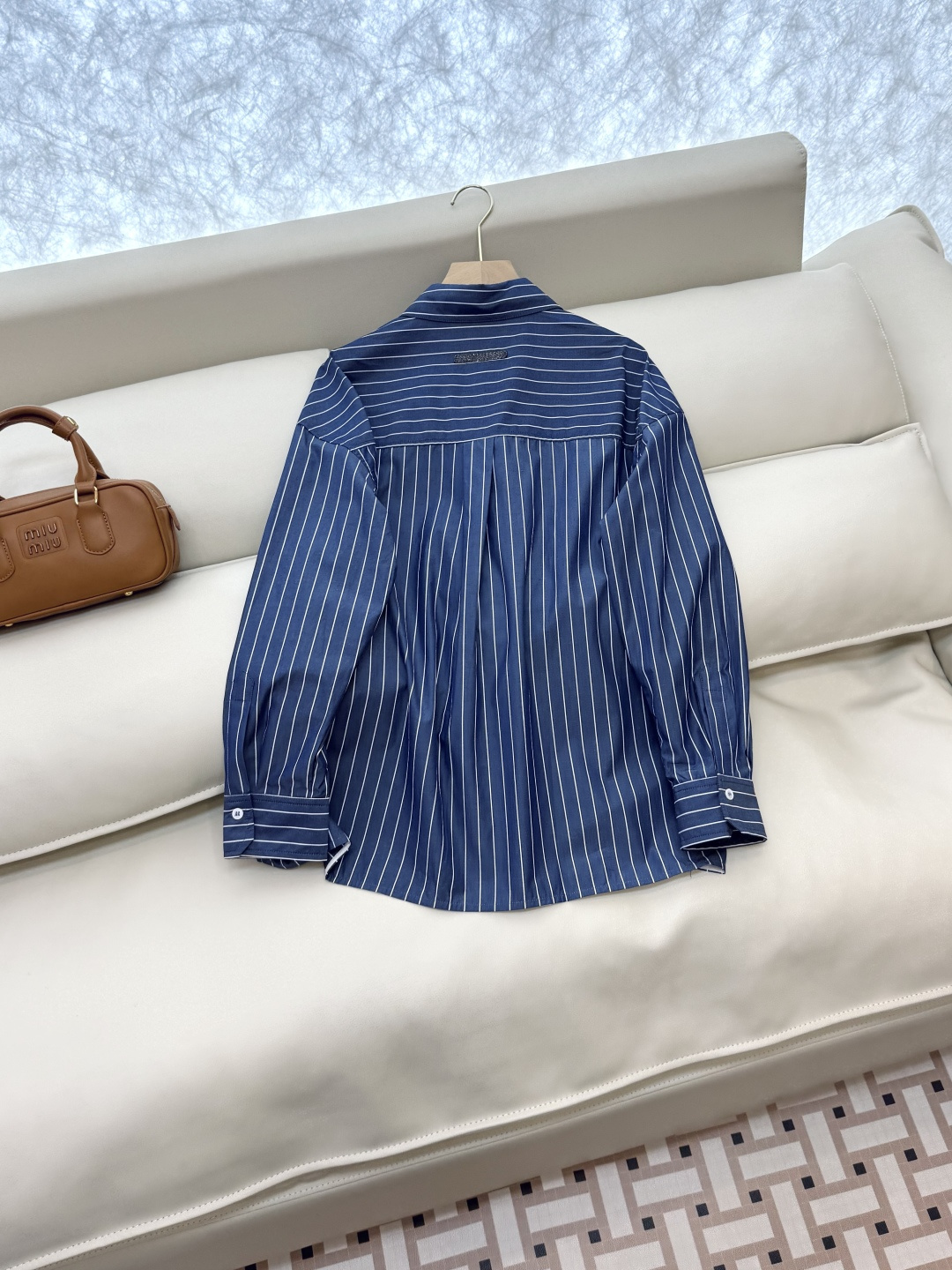 LZ25057#新款衬衫💕BC 新款 秋装 条纹印花 100% 棉 长袖衬衫 SML