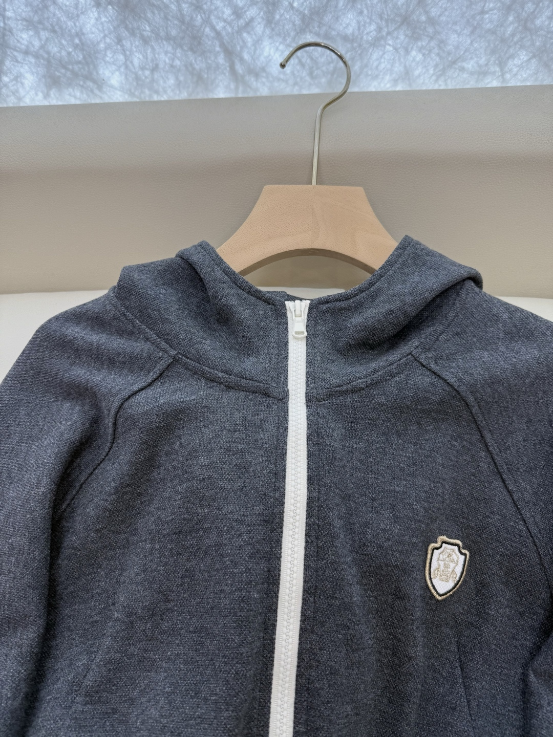 LZ25059#新款套装🌾BC 80%棉 休闲风 长袖带帽外套➕长裤套装 深灰色 白色 SML