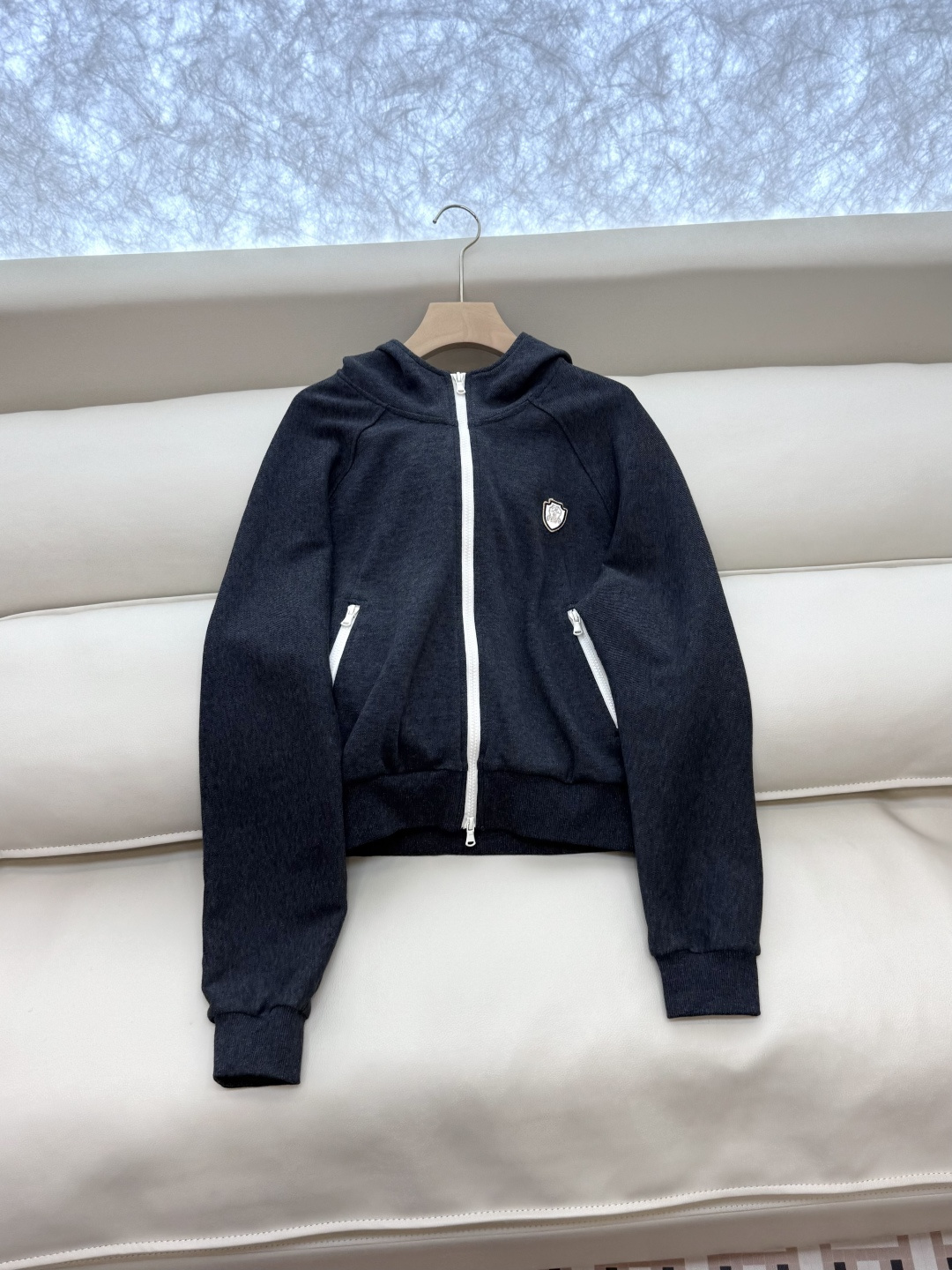 LZ25059#新款套装🌾BC 80%棉 休闲风 长袖带帽外套➕长裤套装 深灰色 白色 SML