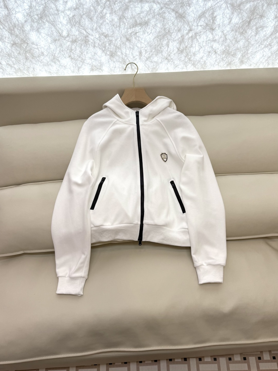 LZ25059#新款套装🌾BC 80%棉 休闲风 长袖带帽外套➕长裤套装 深灰色 白色 SML