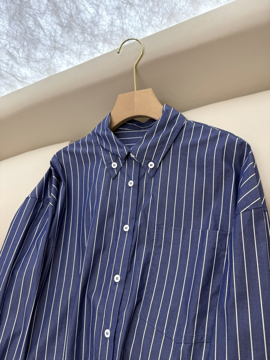 LZ25057#新款衬衫💕BC 新款 秋装 条纹印花 100% 棉 长袖衬衫 SML