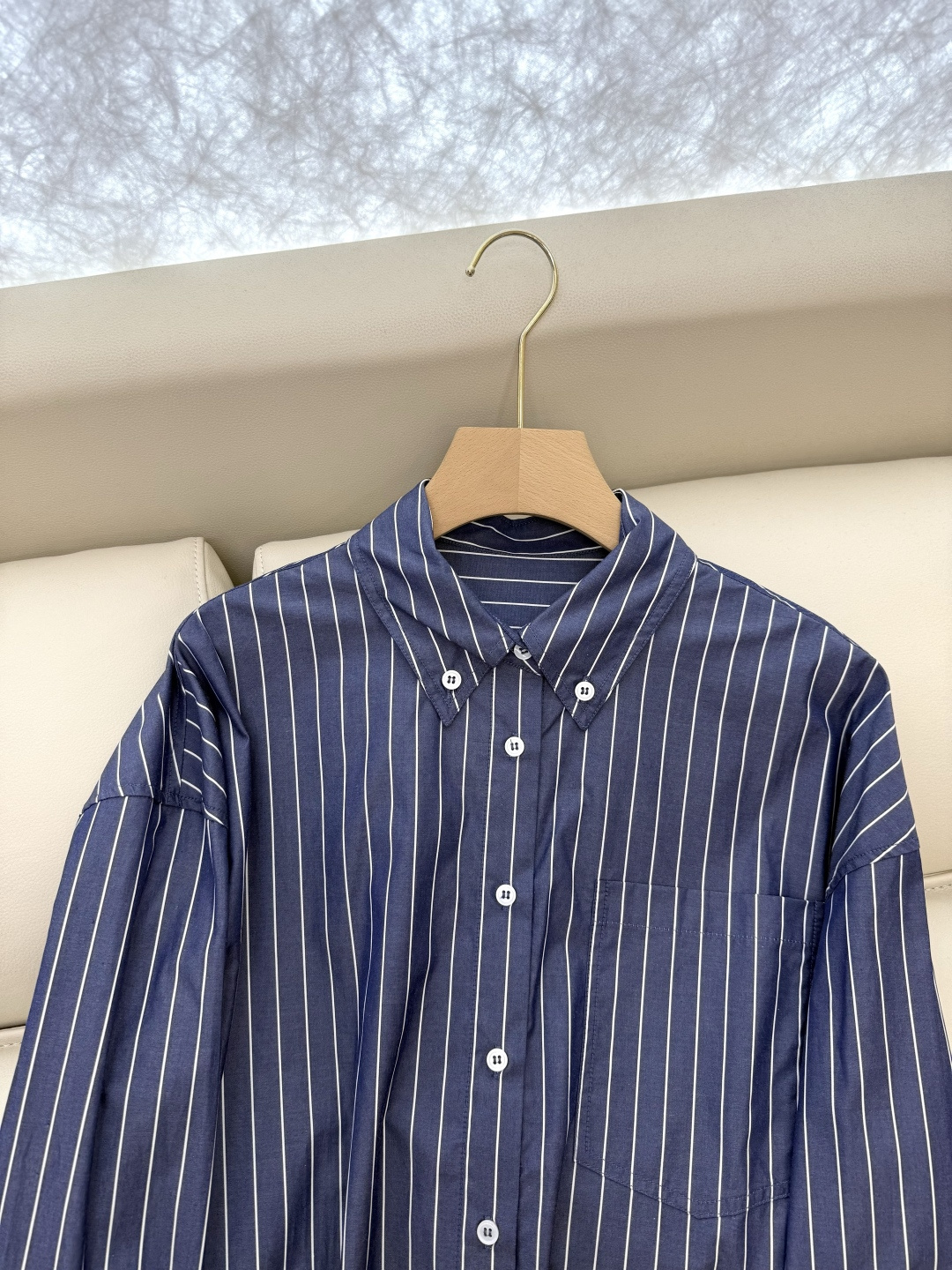 LZ25057#新款衬衫💕BC 新款 秋装 条纹印花 100% 棉 长袖衬衫 SML