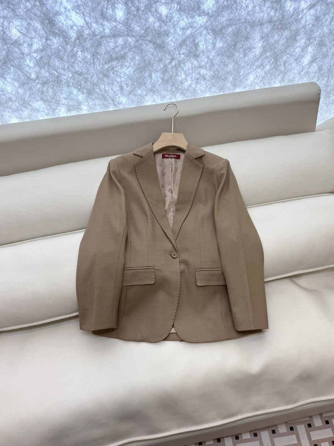 TF8001#新款套装🌾Max mara 60%羊毛 长袖西装外套 ➕长裤 套装 黑色 卡其色 36/3