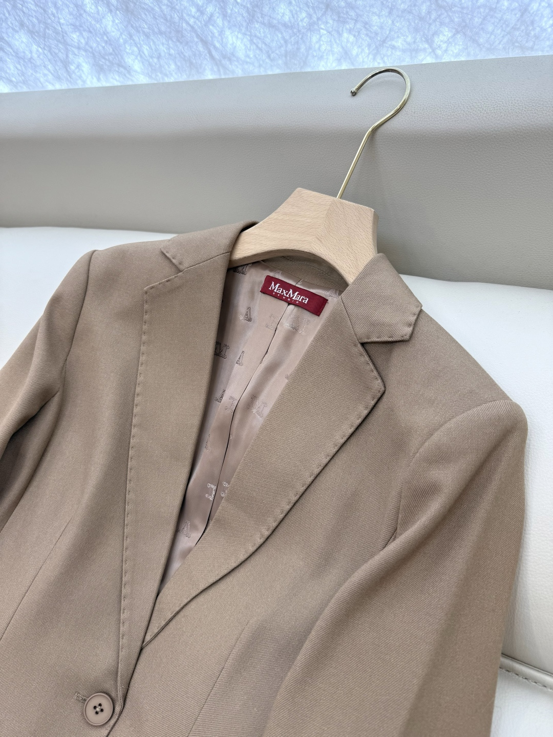 TF8001#新款套装🌾Max mara 60%羊毛 长袖西装外套 ➕长裤 套装 黑色 卡其色 36/3