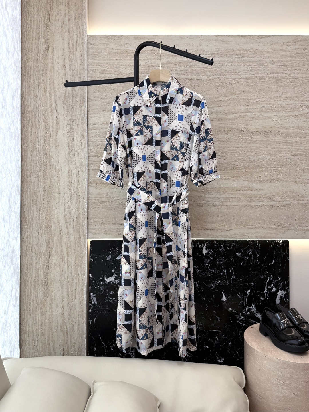 NO:452551,YJT025# Max Silk Geometric Print Mid-sleeved Dress SMLXL,,skirts,real silk,alexander wang19860909YJT025# Max 真丝 几何印花 中袖连衣裙 SMLXL,,skirts,real silk,alexander wang,Women's clothing