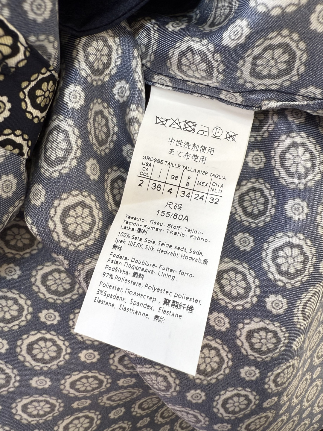 BS963#新款连衣裙💕Max 配腰带 100% 斜纹真丝印花 长袖 连衣裙 黑色 蓝色 36/38/4