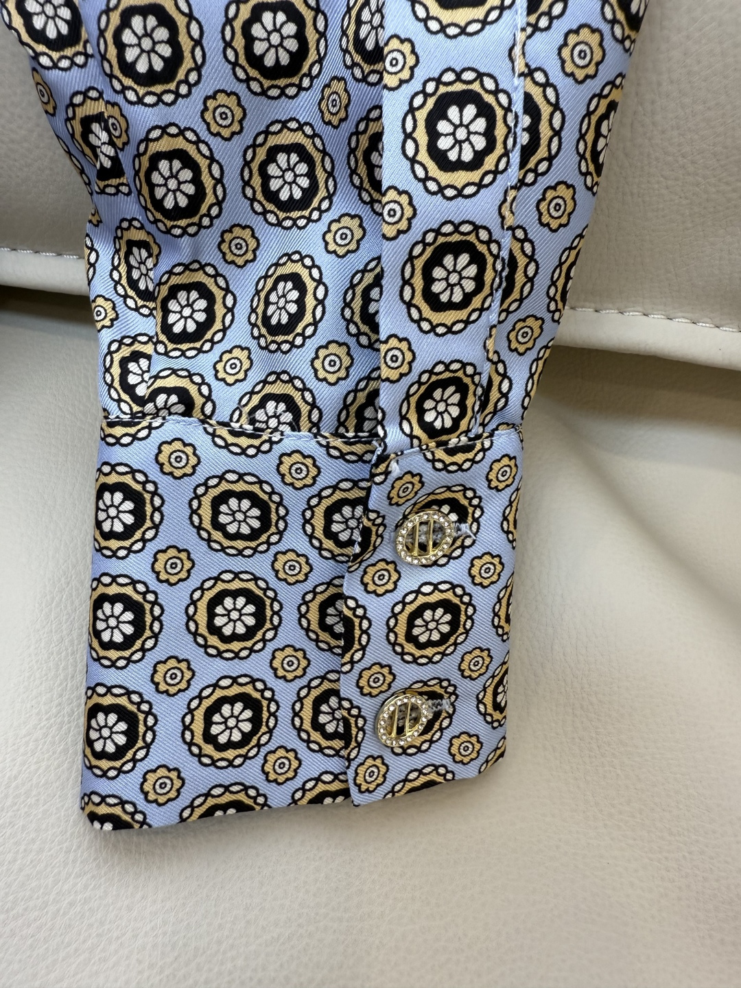 BS963#新款连衣裙💕Max 配腰带 100% 斜纹真丝印花 长袖 连衣裙 黑色 蓝色 36/38/4