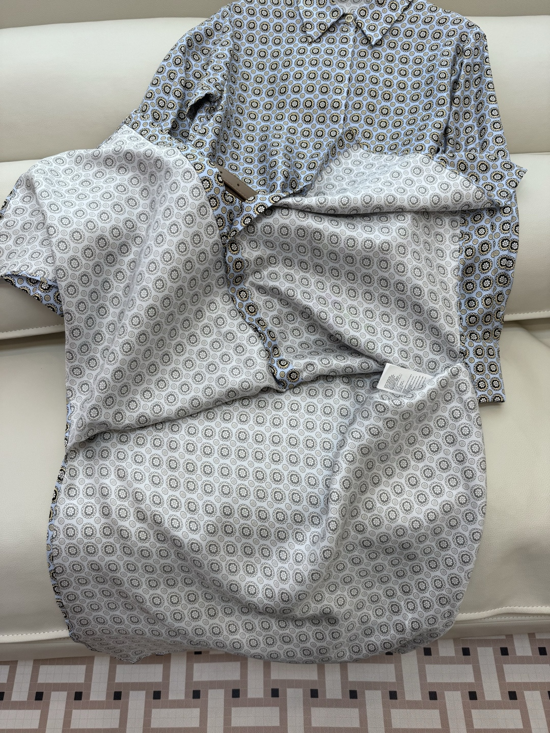 BS963#新款连衣裙💕Max 配腰带 100% 斜纹真丝印花 长袖 连衣裙 黑色 蓝色 36/38/4