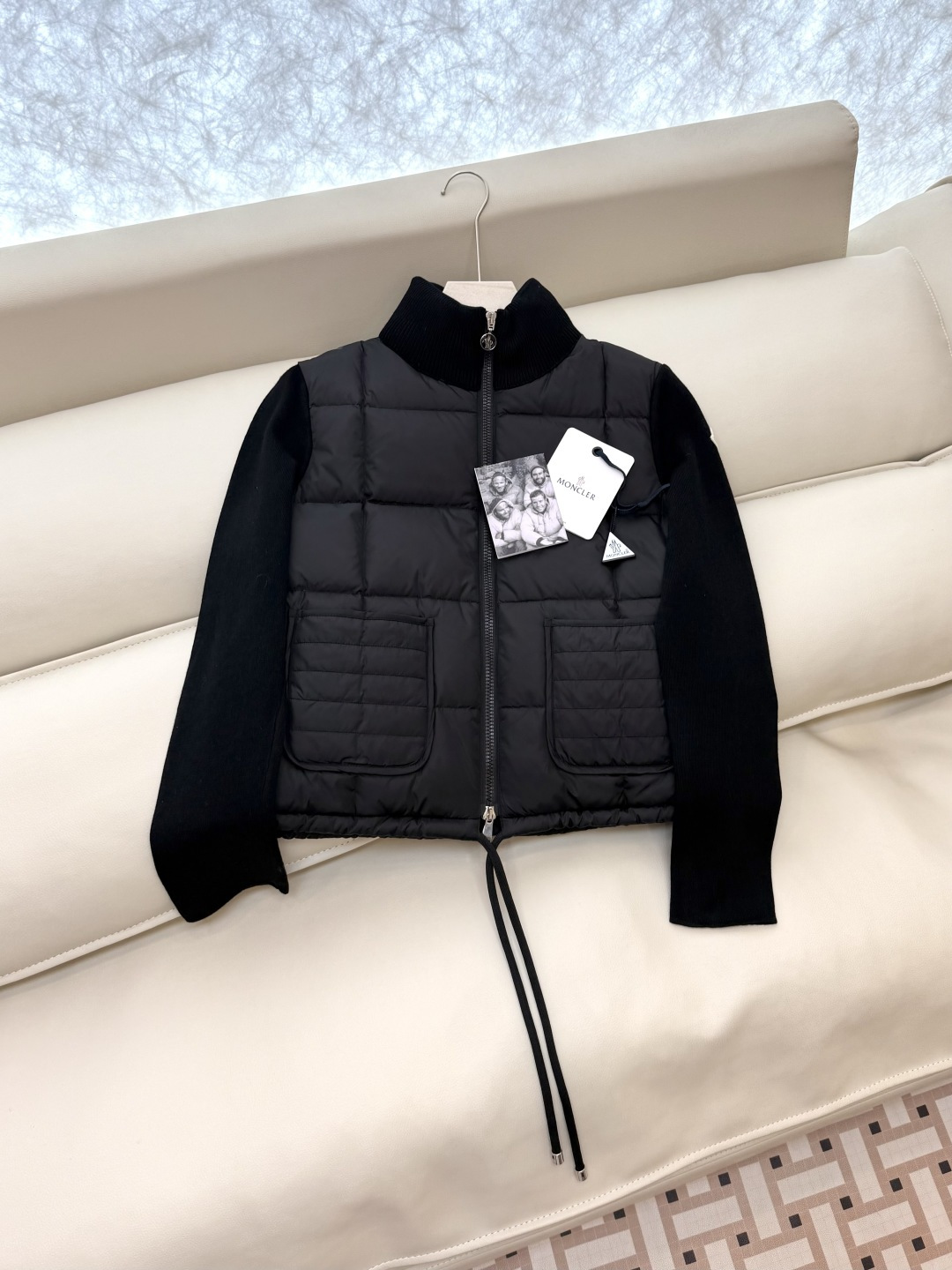 NO:458201,TZ113# Mon Top Edition 90 White Goosevelt Long Sleeve Nylon Knitted Down Jacket Black 1/2 Size, down jacket, alexander wang19860909TZ113# Mon 顶级版 90 白鹅绒 长袖锦纶针织羽绒服 黑色 1/2码,,down jacket,alexander wang,Women's clothing