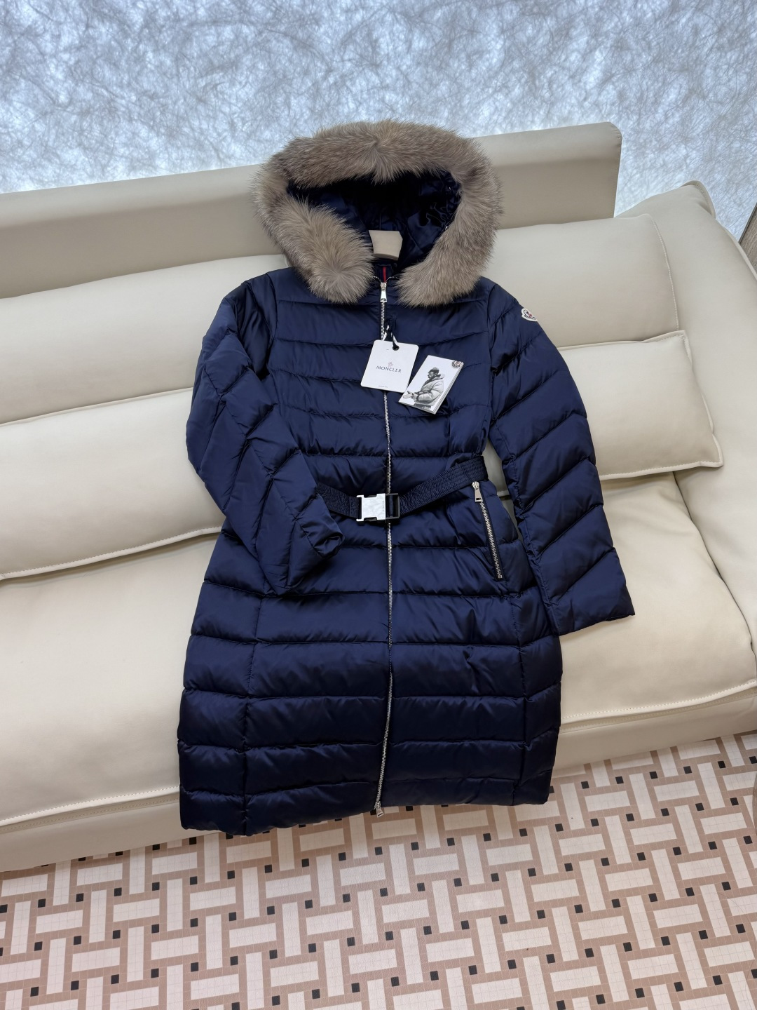 NO:458279,TZ75# Mon masked top version Long belt Fox fur collar 90 down jacket Black Blue Black 1/2/3/4 size, Moncler, down jacket, alexander wang19860909TZ75#  Mon 蒙口顶级版本 长款配腰带 狐狸毛领 90 羽绒服 黑色 蓝色 黑色1/2/3/4码,,Moncler,down jacket,alexander wang,Women's clothing