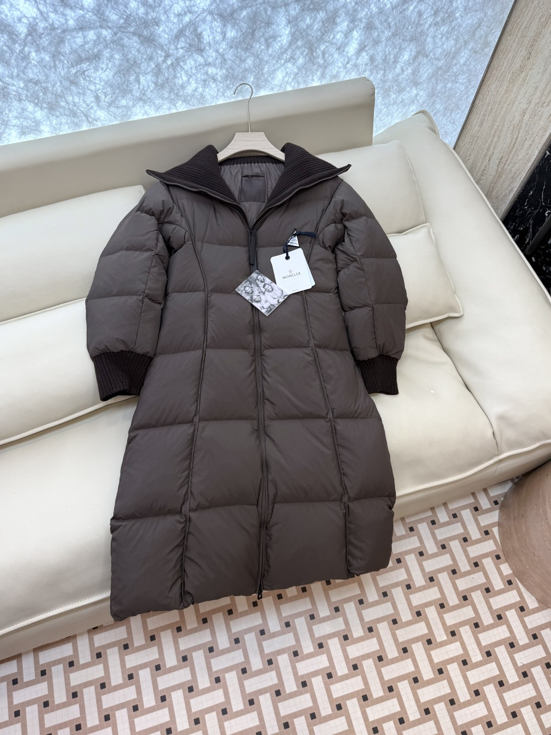 NO:458294,TZ135# Special Mon masked top version knitted collar 90 white goose down jacket black brown 1/2/3/4 size, Moncler, down jacket, alexander wang19860909TZ135#特 Mon 蒙口 顶级版 针织领 90 白鹅绒 长款羽绒服 黑色 咖色 1/2/3/4码,,Moncler,down jacket,alexander wang,Women's clothing