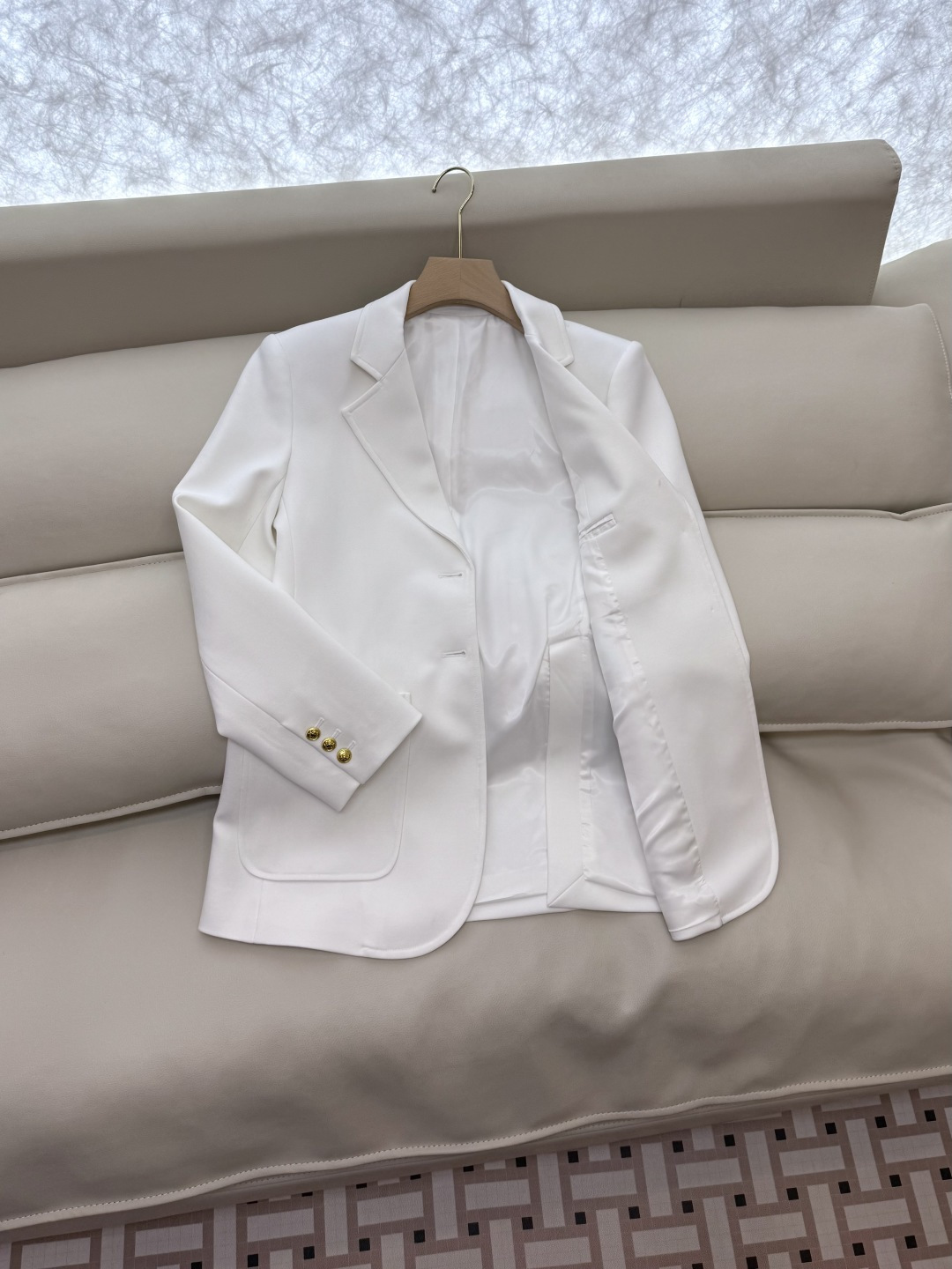 XZ0125#新款外套🌾RL拉夫劳伦 30%羊毛 字母刺绣 长袖西装外套 白色 蓝色 SMLXL