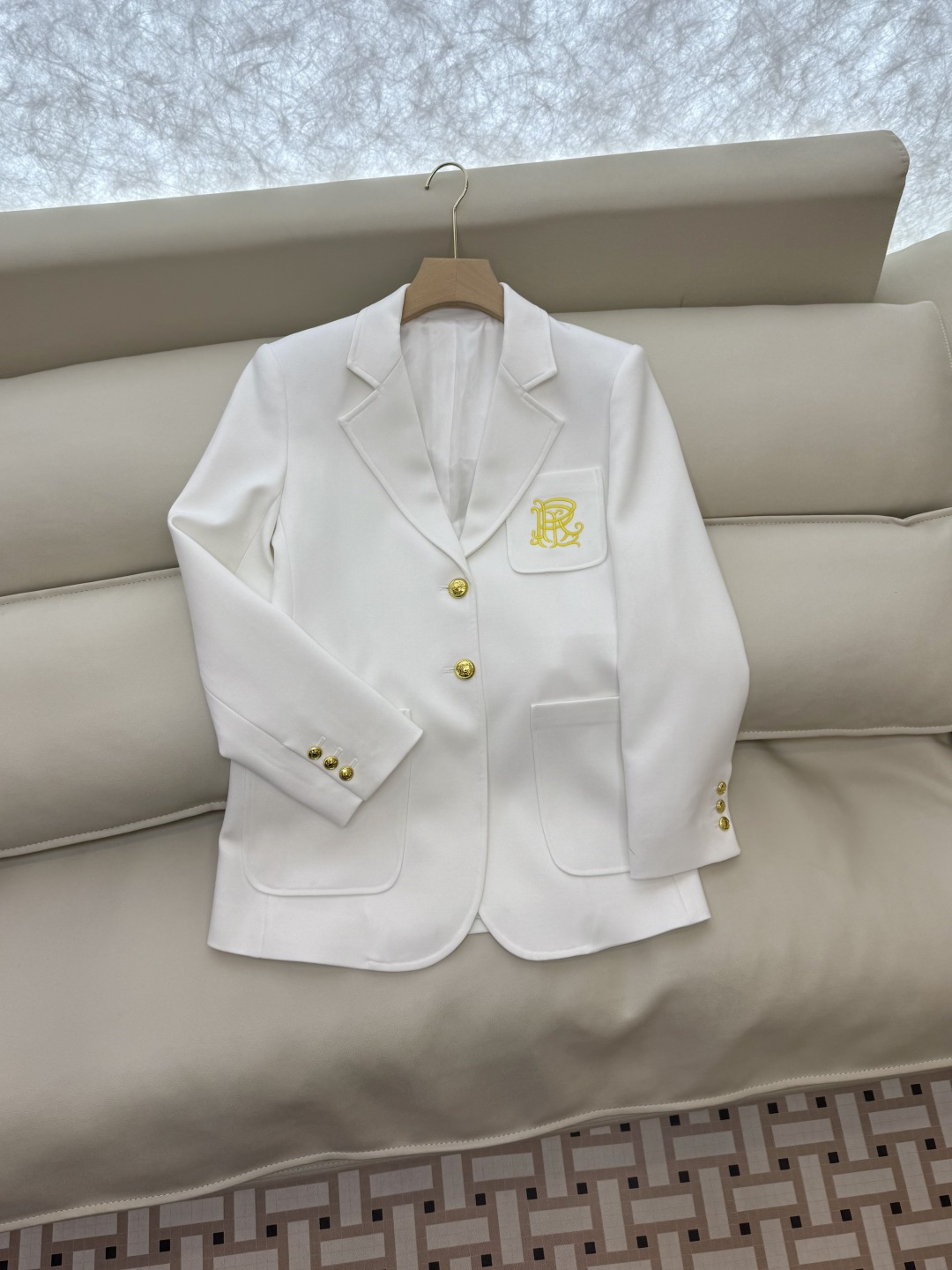 XZ0125#新款外套🌾RL拉夫劳伦 30%羊毛 字母刺绣 长袖西装外套 白色 蓝色 SMLXL