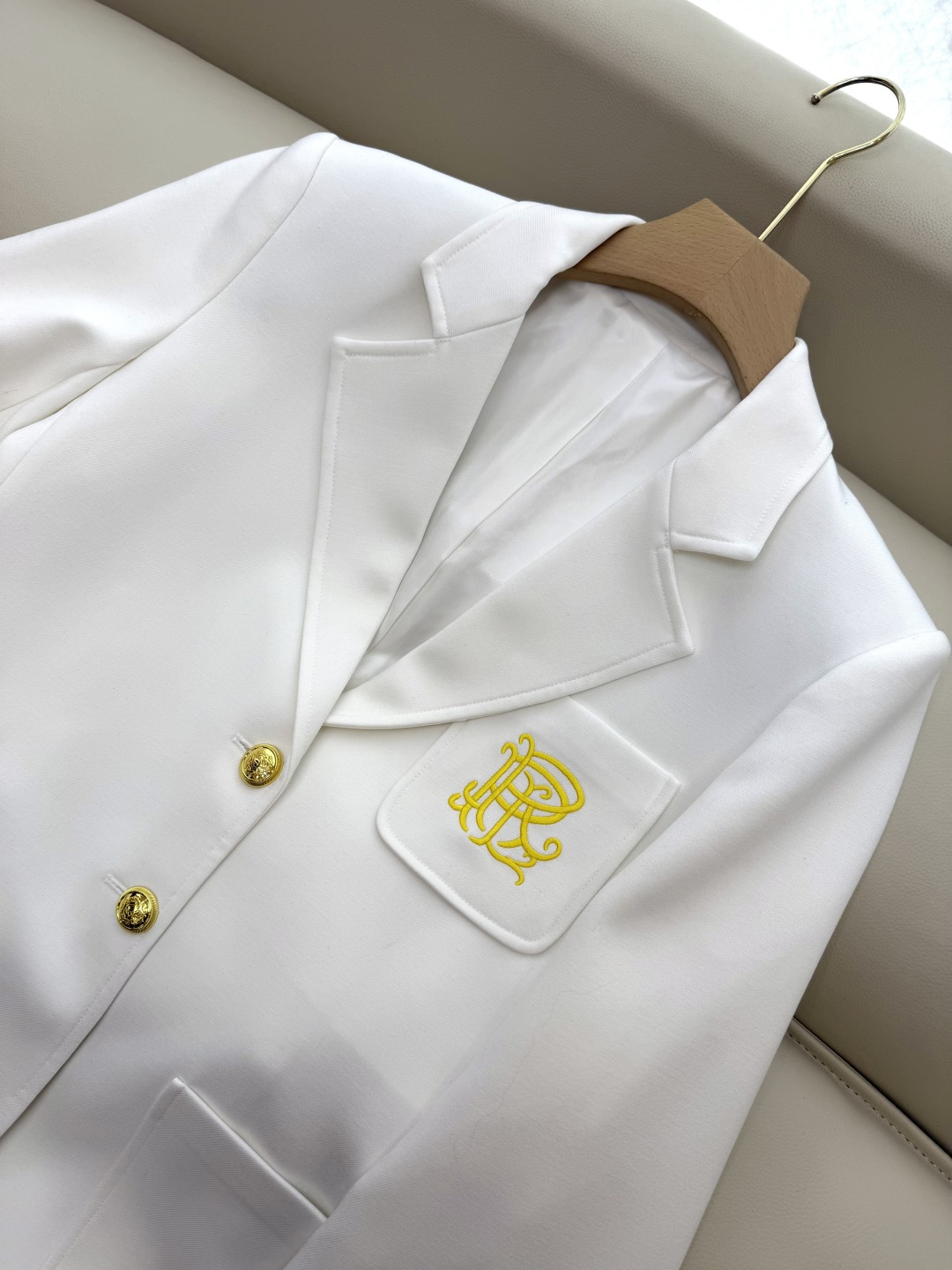 XZ0125#新款外套🌾RL拉夫劳伦 30%羊毛 字母刺绣 长袖西装外套 白色 蓝色 SMLXL