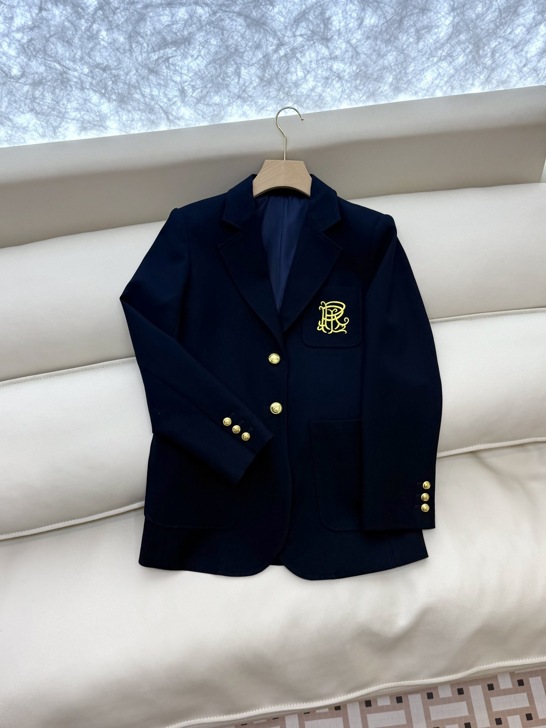 XZ0125#新款外套🌾RL拉夫劳伦 30%羊毛 字母刺绣 长袖西装外套 白色 蓝色 SMLXL