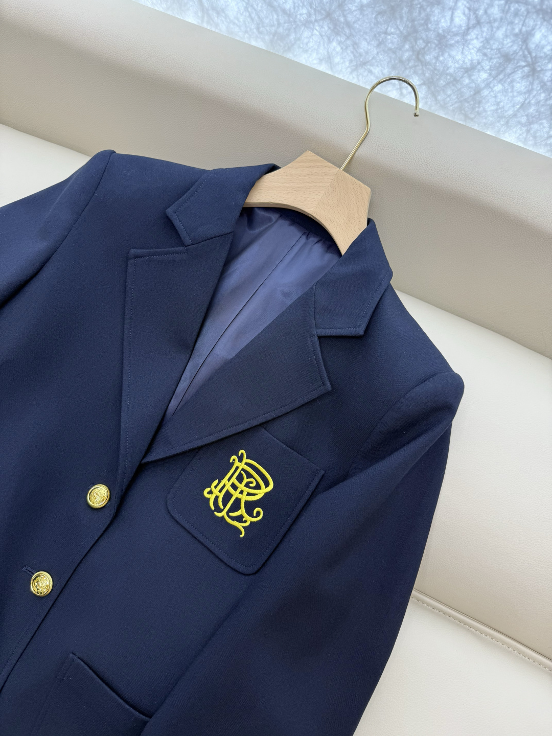 XZ0125#新款外套🌾RL拉夫劳伦 30%羊毛 字母刺绣 长袖西装外套 白色 蓝色 SMLXL