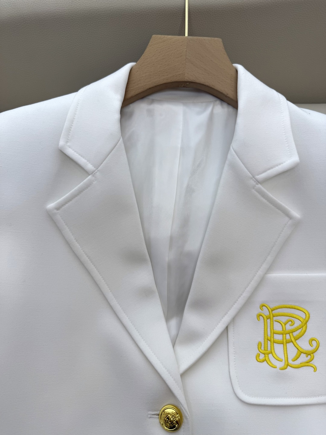 XZ0125#新款外套🌾RL拉夫劳伦 30%羊毛 字母刺绣 长袖西装外套 白色 蓝色 SMLXL