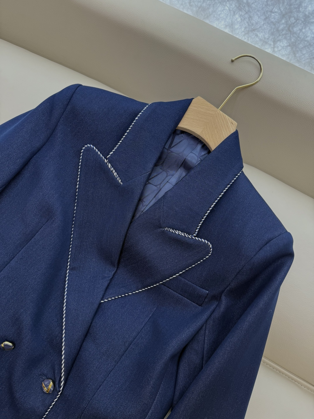 XZ0123#新款西装外套 PVal 华伦天奴 牛仔蓝 西装外套 SMLXL