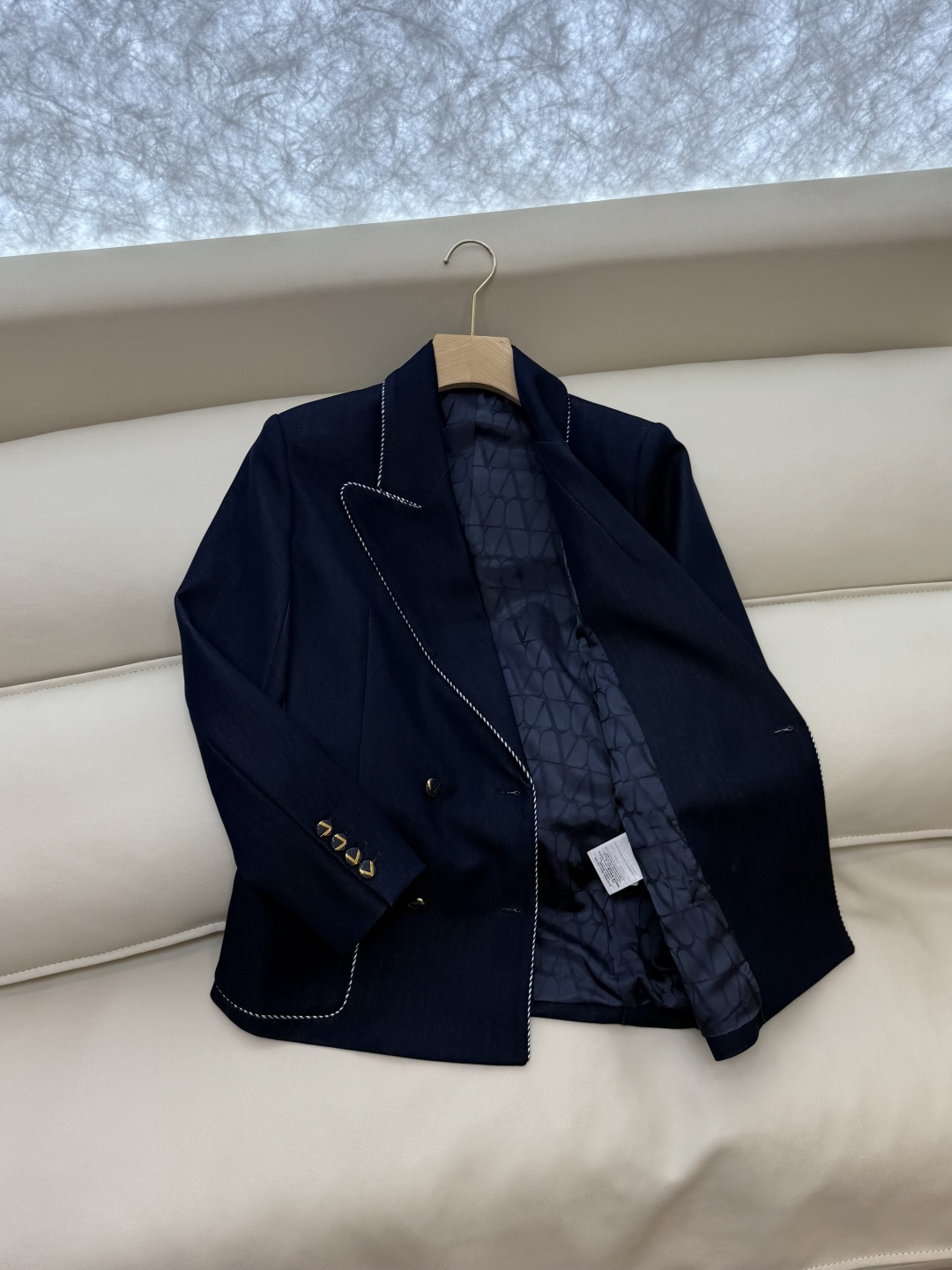 XZ0123#新款西装外套 PVal 华伦天奴 牛仔蓝 西装外套 SMLXL