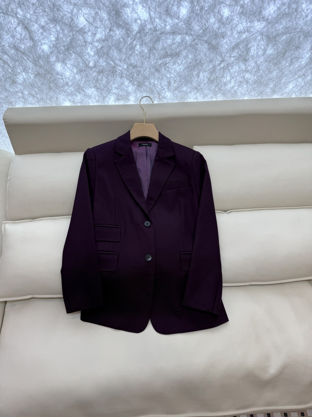 TF078#新款套装。THeory 60% 羊毛 双排扣 长袖西装外套 ➕长裤 套装 蓝色 紫色 2/4