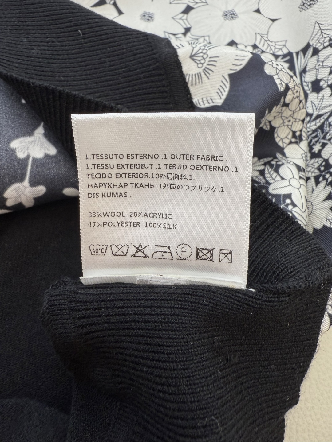 H32555#新款外套💕H家 爱马仕 100% 真丝印花拼接长袖针织羊毛上衣 四色 S- XXL