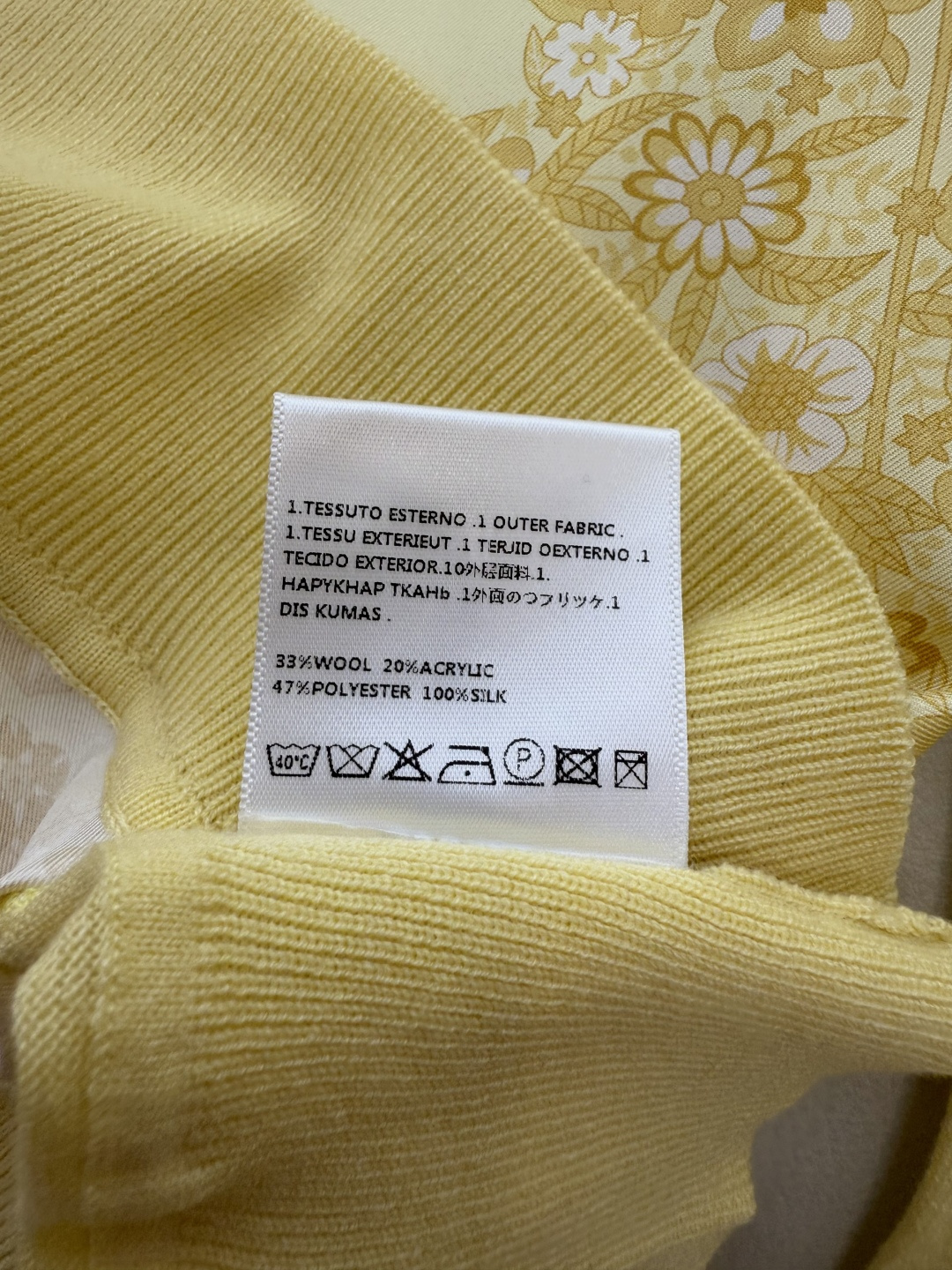 H32555#新款外套💕H家 爱马仕 100% 真丝印花拼接长袖针织羊毛上衣 四色 S- XXL