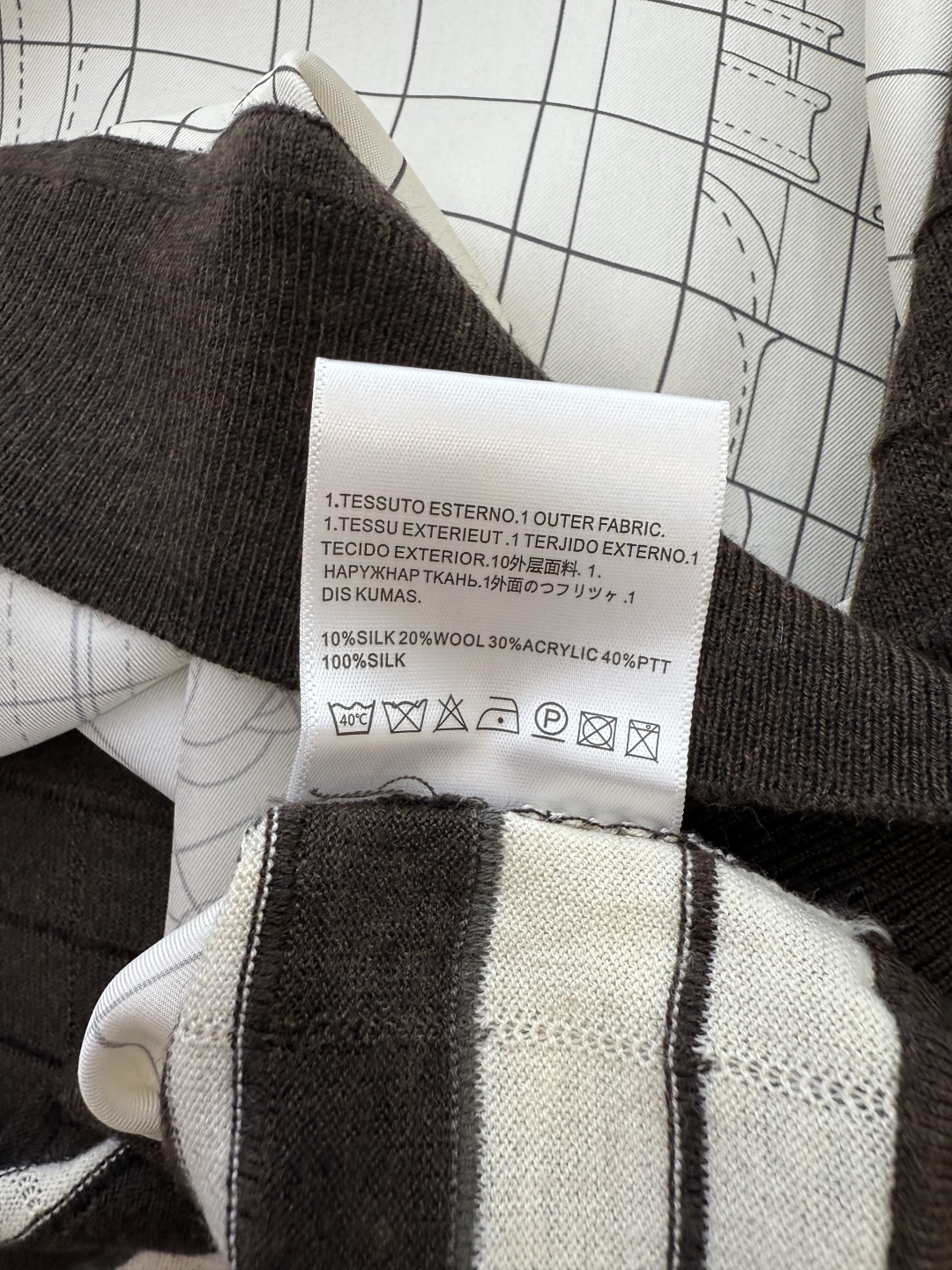 H32562#新款上衣💕H家 爱马仕 100% 真丝印花拼接长袖针织羊毛上两色S- X L