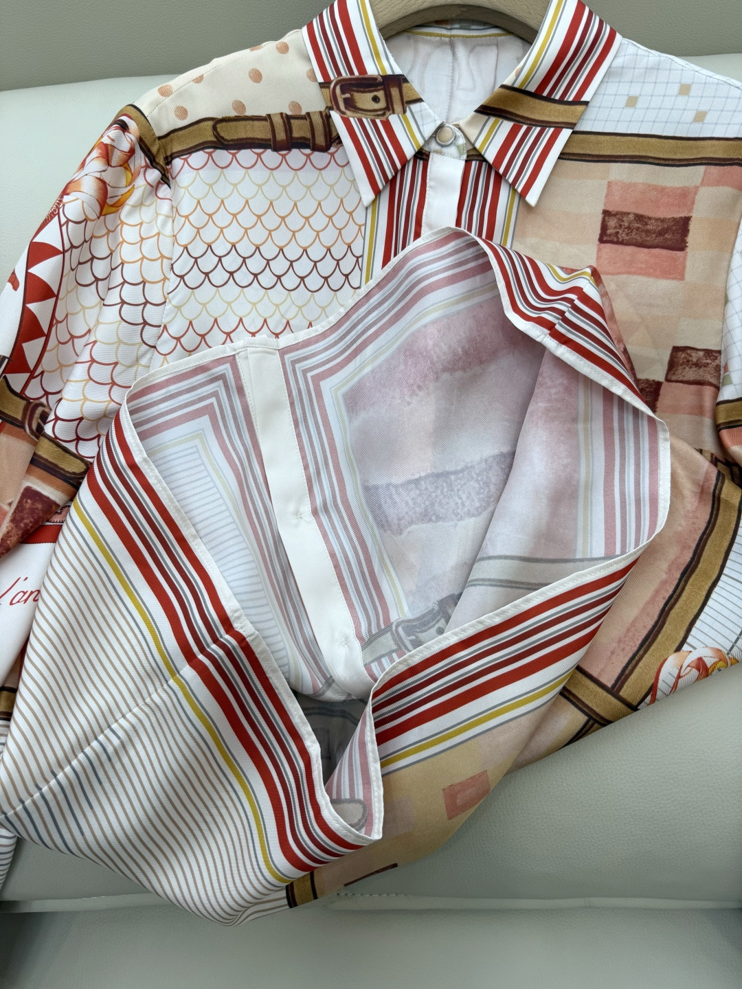 BS996#新款衬衫💕H家 爱马仕 定位印花 斜纹真丝印花 长袖衬衫 粉色 36/38/40/42