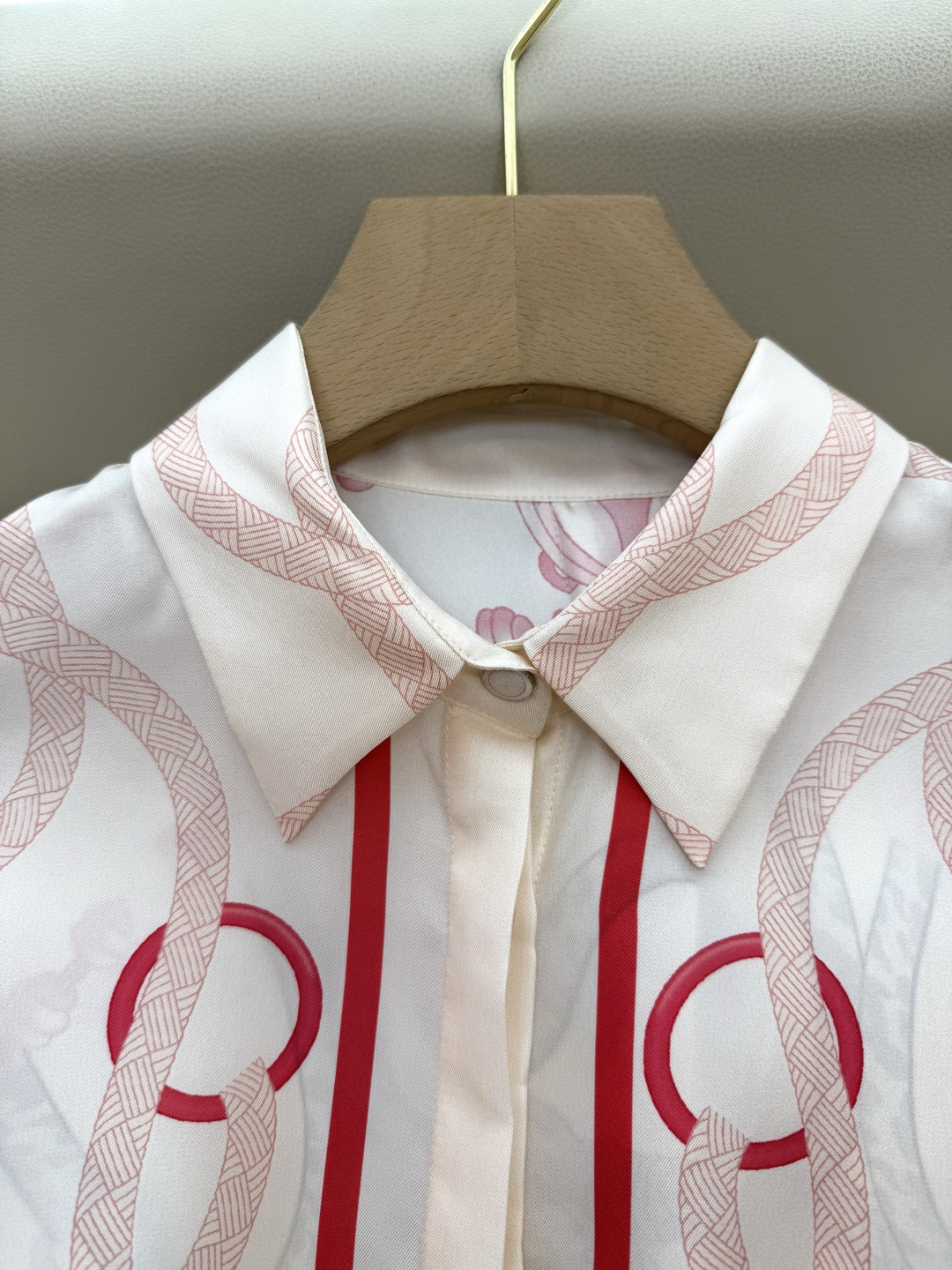 H32568#新款衬衫💕H家 爱马仕 定位印花 斜纹真丝印花 衬衫 粉色S-XL