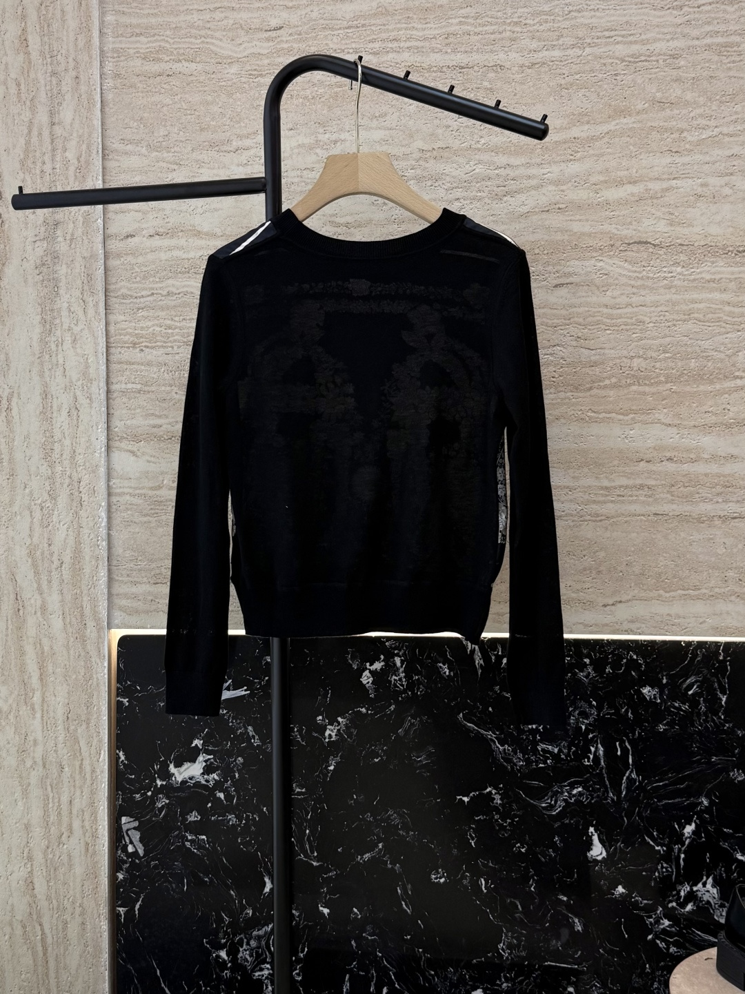 H32555#新款外套💕H家 爱马仕 100% 真丝印花拼接长袖针织羊毛上衣 四色 S- XXL