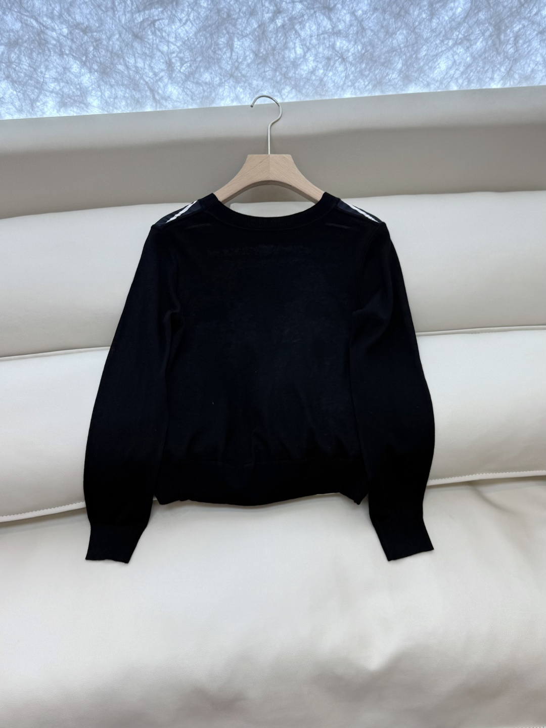 H32555#新款外套💕H家 爱马仕 100% 真丝印花拼接长袖针织羊毛上衣 四色 S- XXL