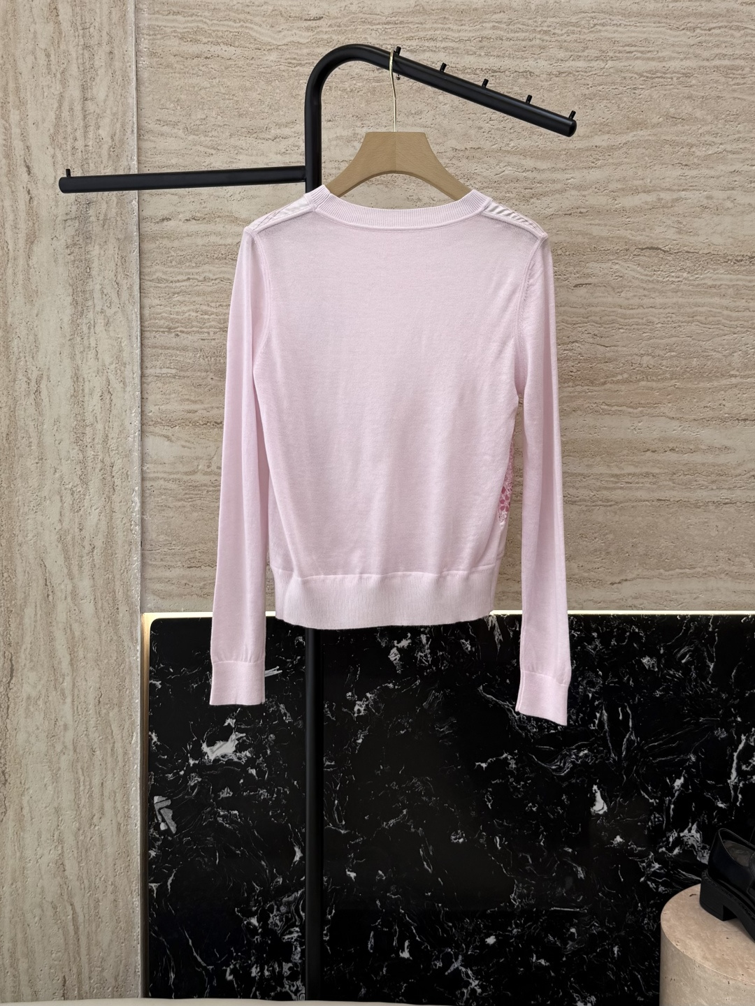 H32555#新款外套💕H家 爱马仕 100% 真丝印花拼接长袖针织羊毛上衣四色 S- XXL