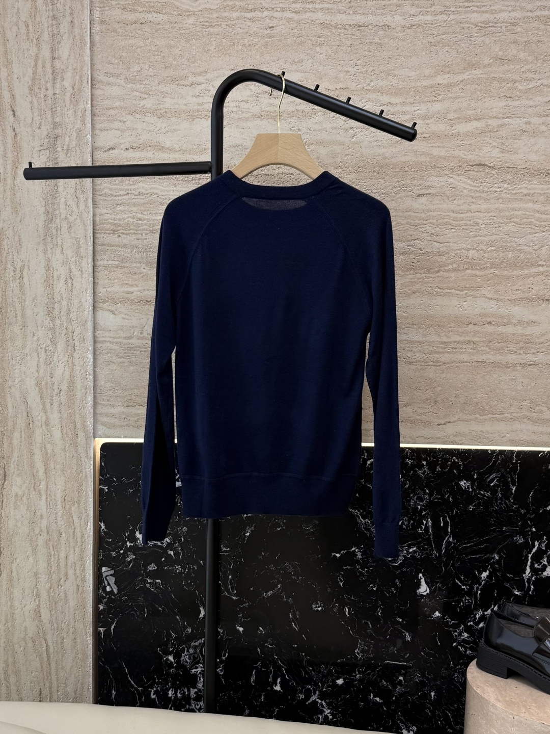 H32558#新款外套💕H家 爱马仕 100% 真丝印花拼接 长袖针织羊毛上衣 蓝色 粉色 灰色 S- 