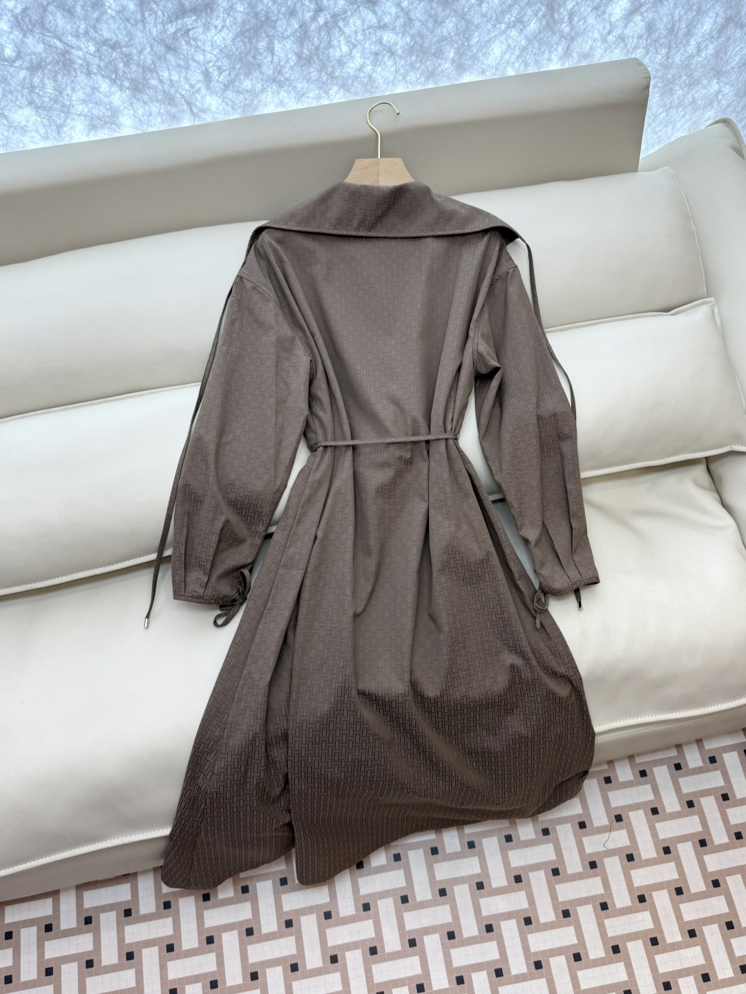 QGL025#新款连衣裙💕Hermes H家 爱马仕 H字母暗纹 长袖连衣裙 黑色 燕麦咖色 SML