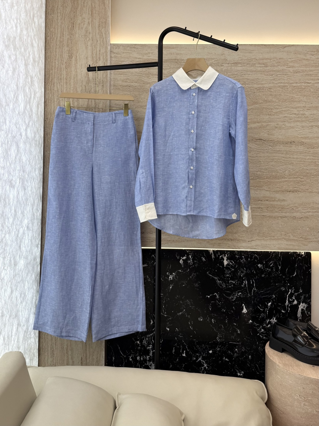 NO:470963,DQ7899# new suit LP top-notch goods Thea linen long-sleeved shirt and trousers suit blue pink 36-42,,loro piana,shirts,alexander wang19860909DQ7899#新款套装 LP 顶级货 Thea 亚麻 长袖衬衫长裤套装 蓝色 粉色 36-42,,loro piana,shirts,alexander wang,Women's clothing