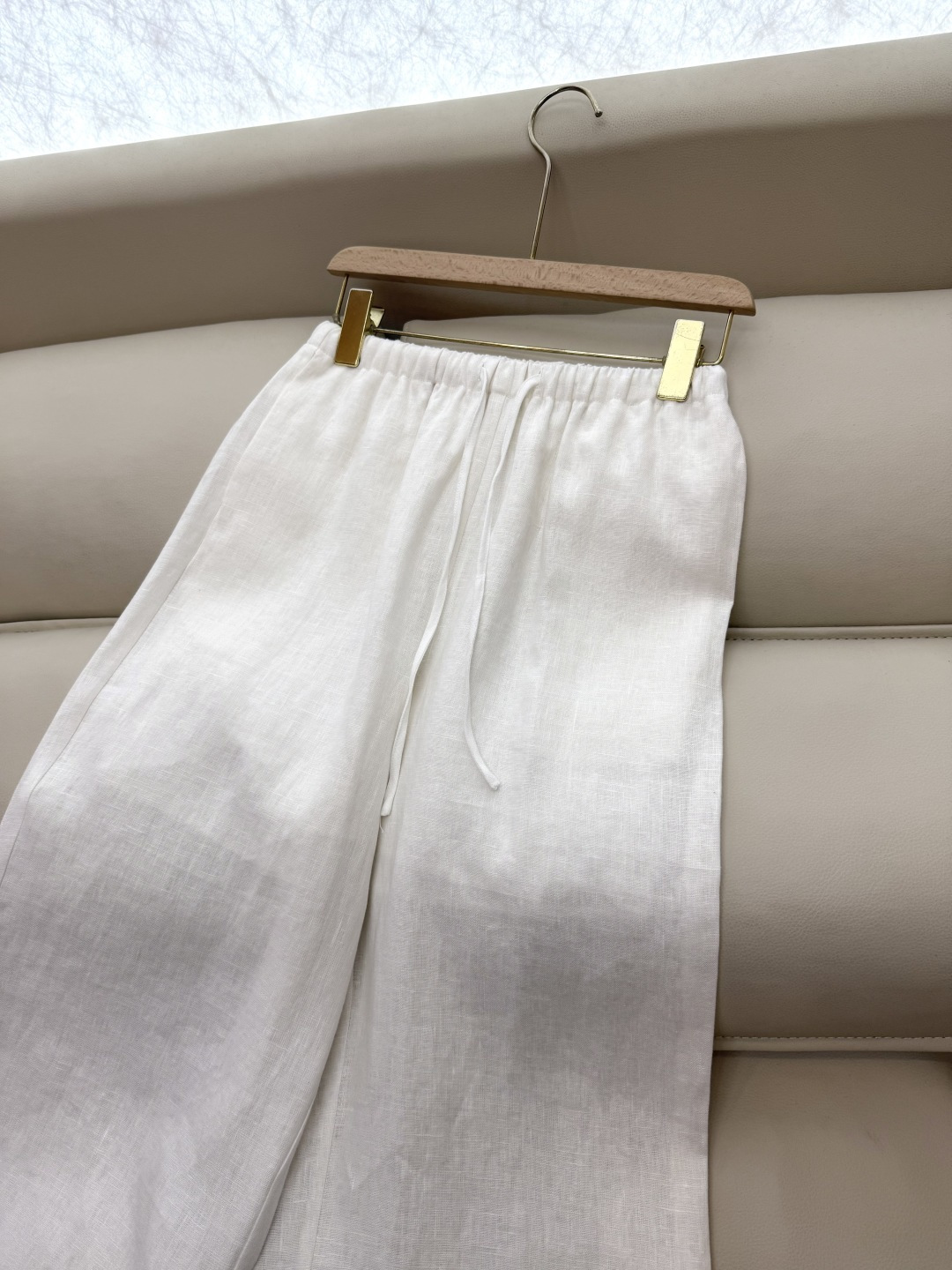 BS979+982#新款套装💕Zimm 100%亚麻 镂空绣花 V领翻领带帽长袖上衣➕长裤 套装 藏青色